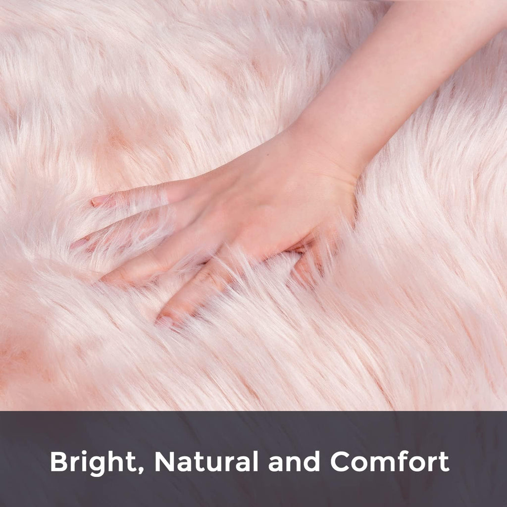 Faux Sheepskin Fur Area Rug Pink, 2X3 Feet, 2 Pack, Fluffy Soft Fuzzy Plush Shaggy Carpet Throw Rug for Indoor Floor, Sofa, Chair, Bedroom, Living Room, Home Decoration