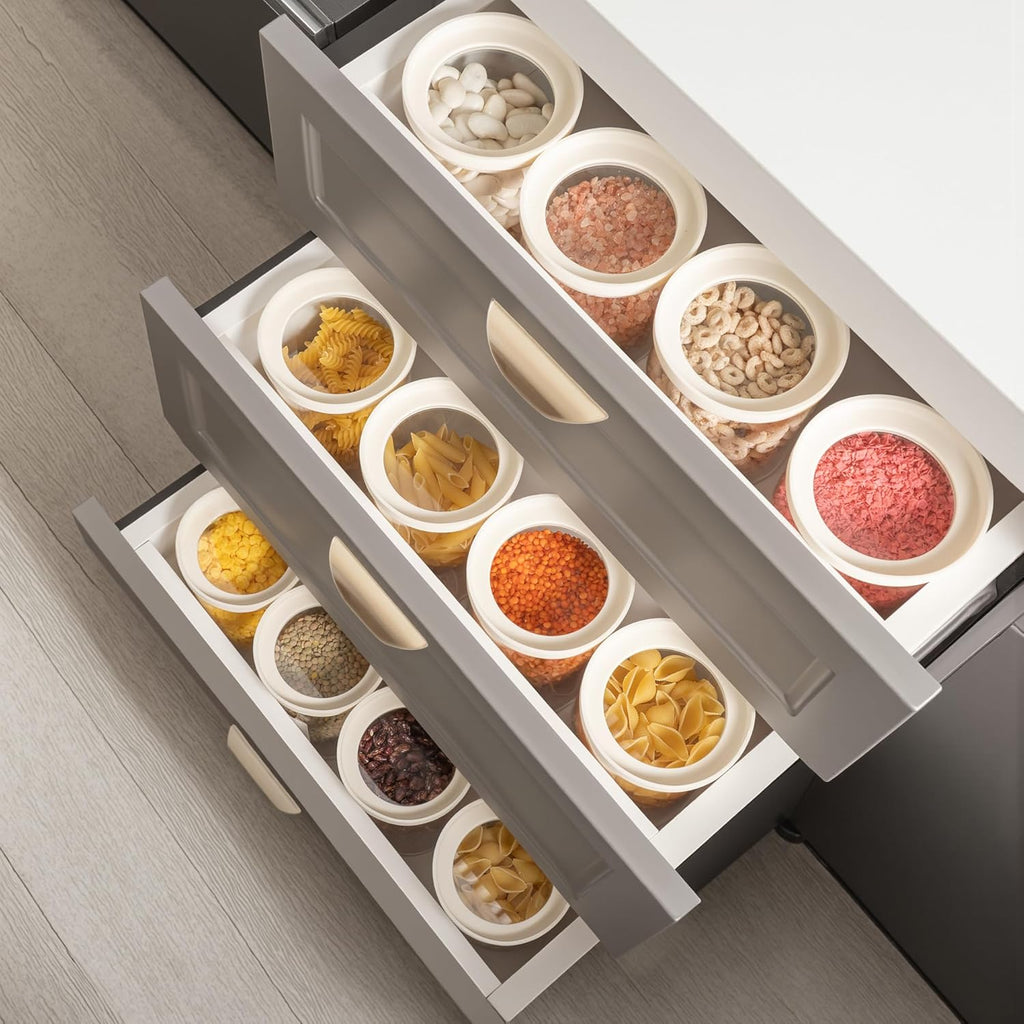 Glass Food Storage Jar with Glass Lid, Food Canister Set with Airtight Lids, Pantry Jars for Kitchen Organization, Food Storage Containers in Set of 5